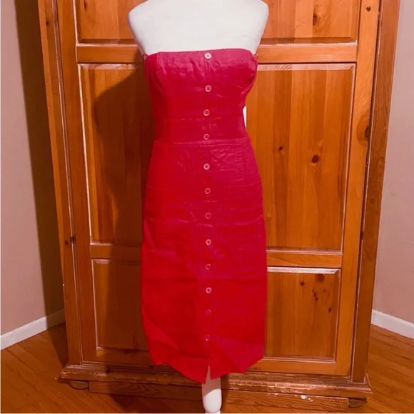 NWT 2025 Collection Reformation Strapless Linen Prescott Fitted  Dress Sz US 6 - Picture 6 of 8